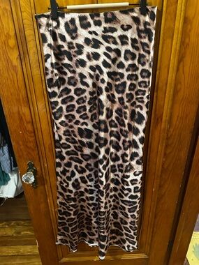 Leopard Print Slip Silk Skirt - Neutral Animal Print